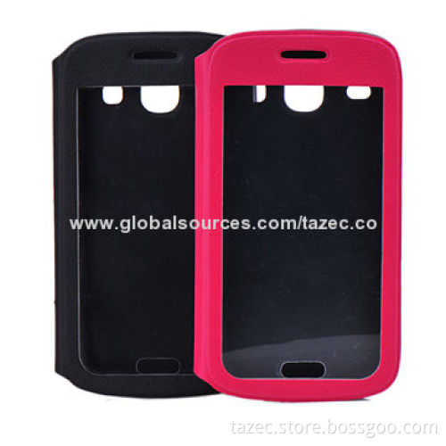 PU Leather Case for Samsung S5 with book style and Velcro Closure, Various Colors Available